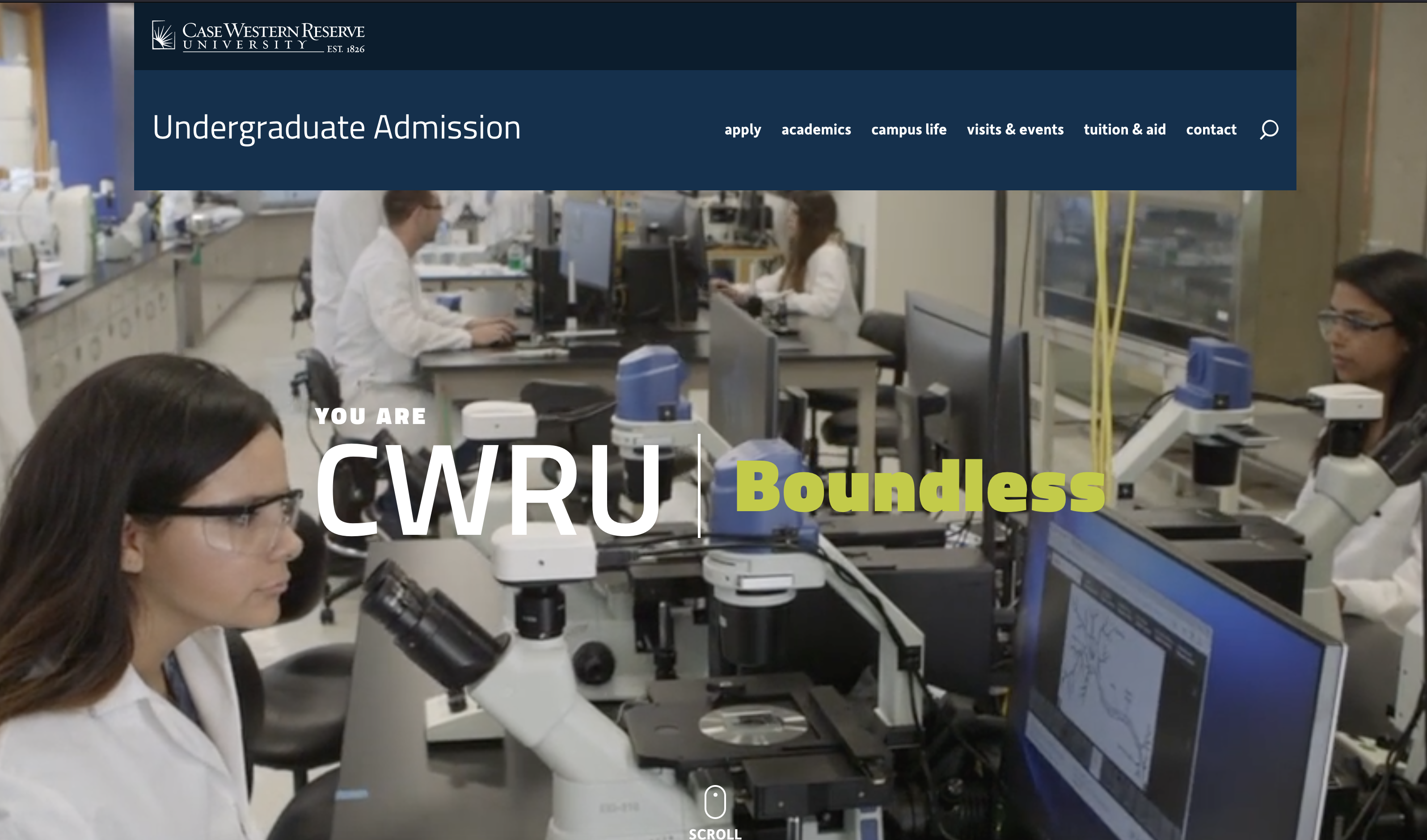 Homepage of the undergraduate website